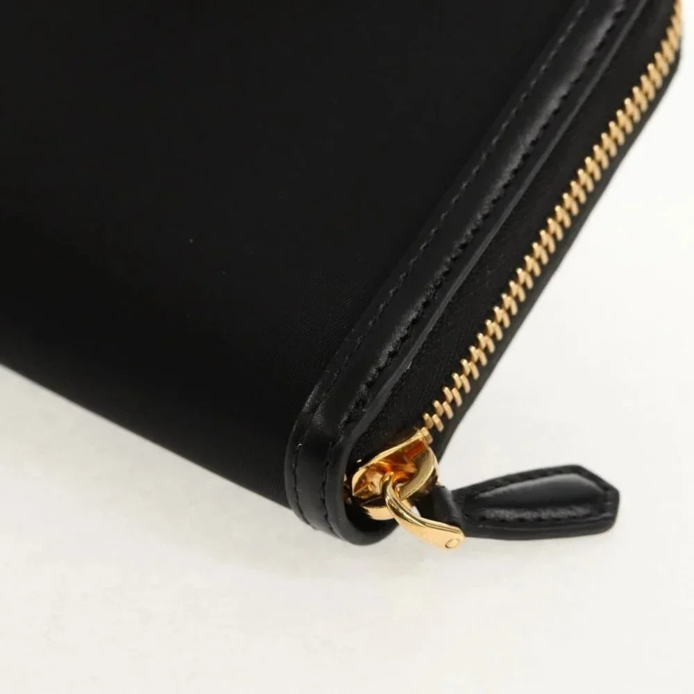 PRADA Long Wallet Leather Nylon Black Gold 1ML506 Auth am10026V - Picture 4 of 16